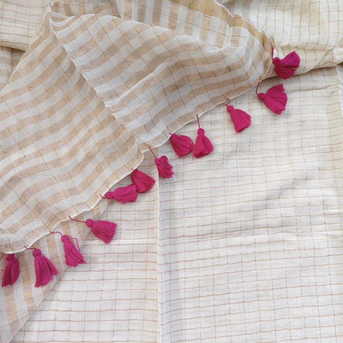 Mul Cotton -Biege Gold Stripes