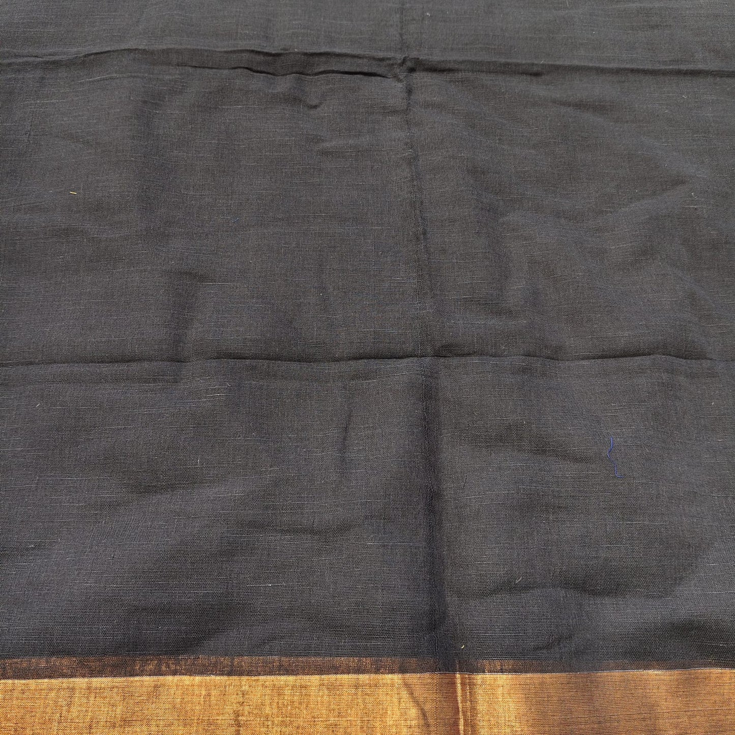 Linen with Zari Stripes - Black