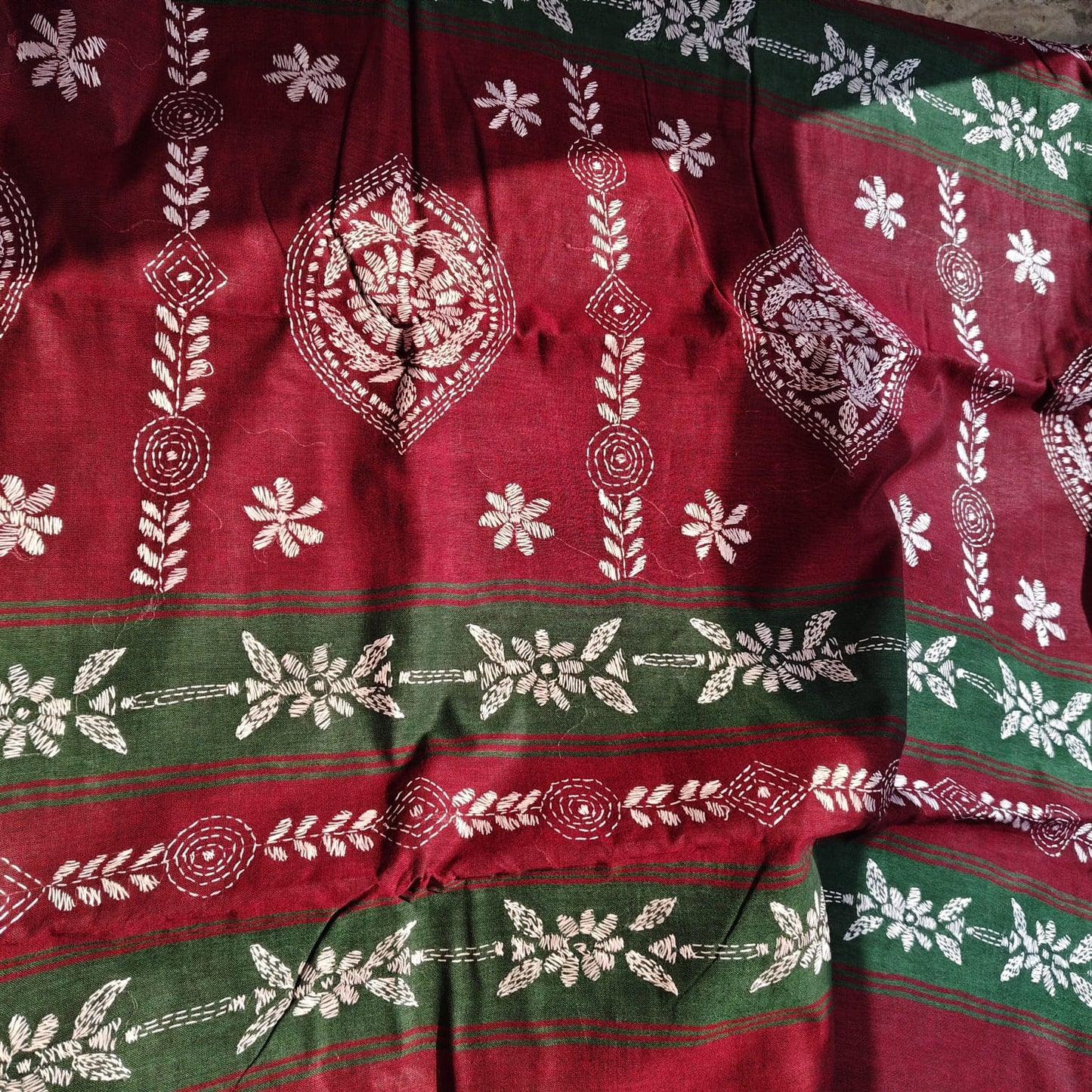 Pure Cotton Kantha -Maroon