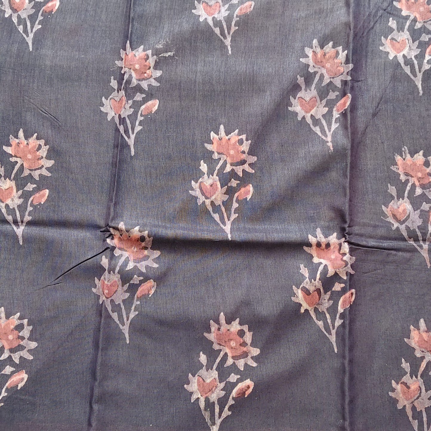 Block printed Chanderi Silk- Black