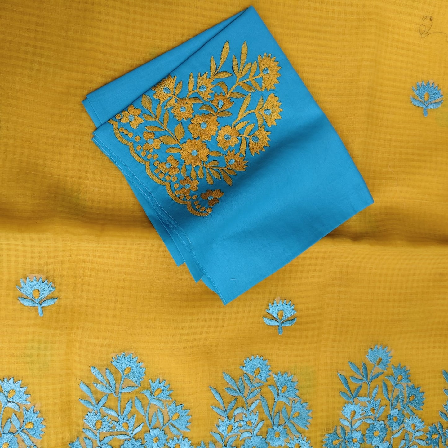 Yellow Parsi Work Resham Kota