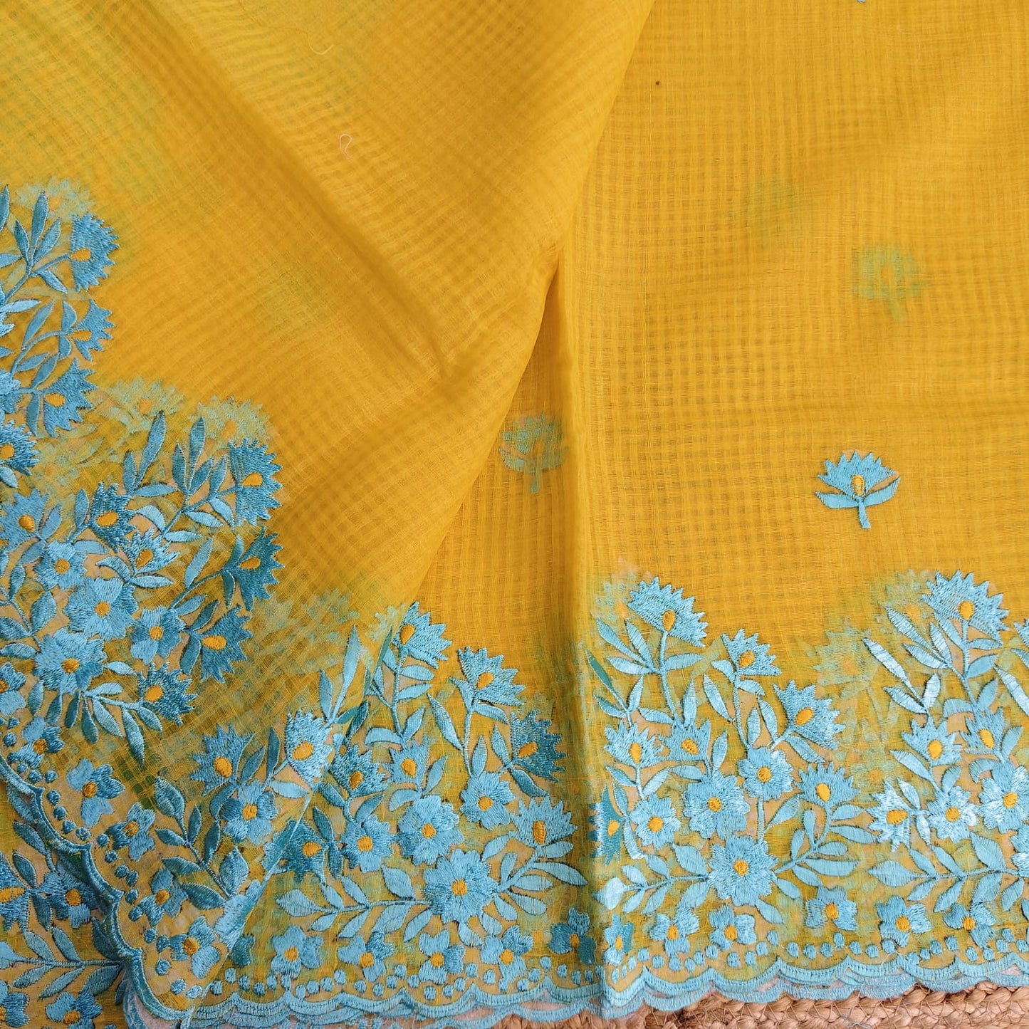 Yellow Parsi Work Resham Kota