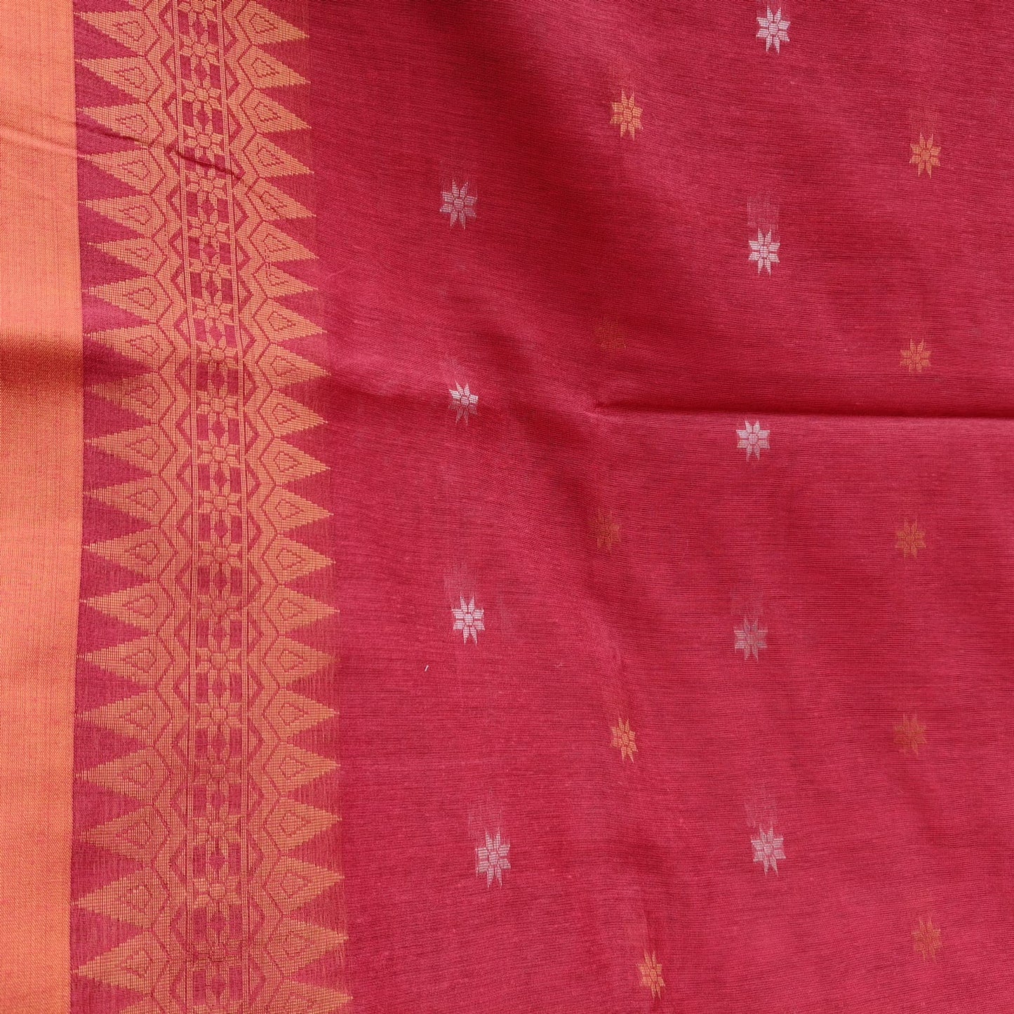 Handloom Cotton Silk -Brick Red