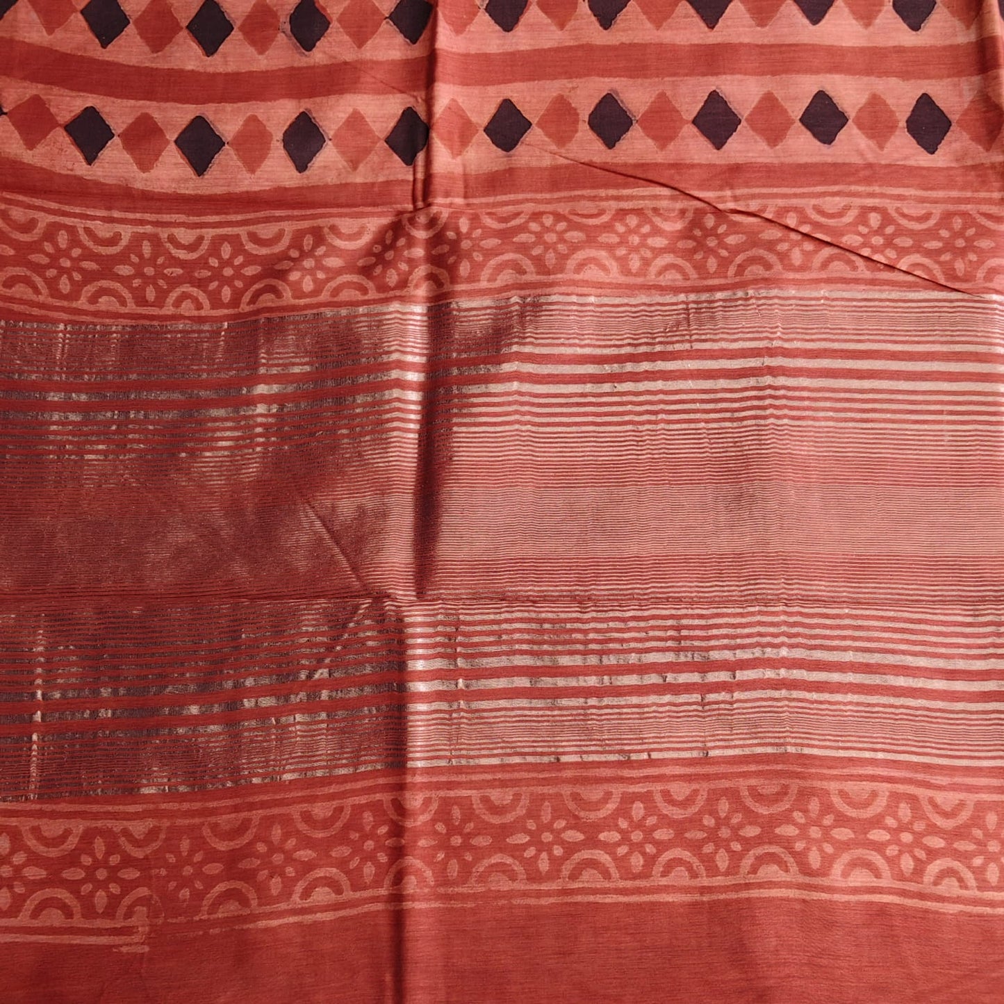 Block printed Chanderi Silk- Black