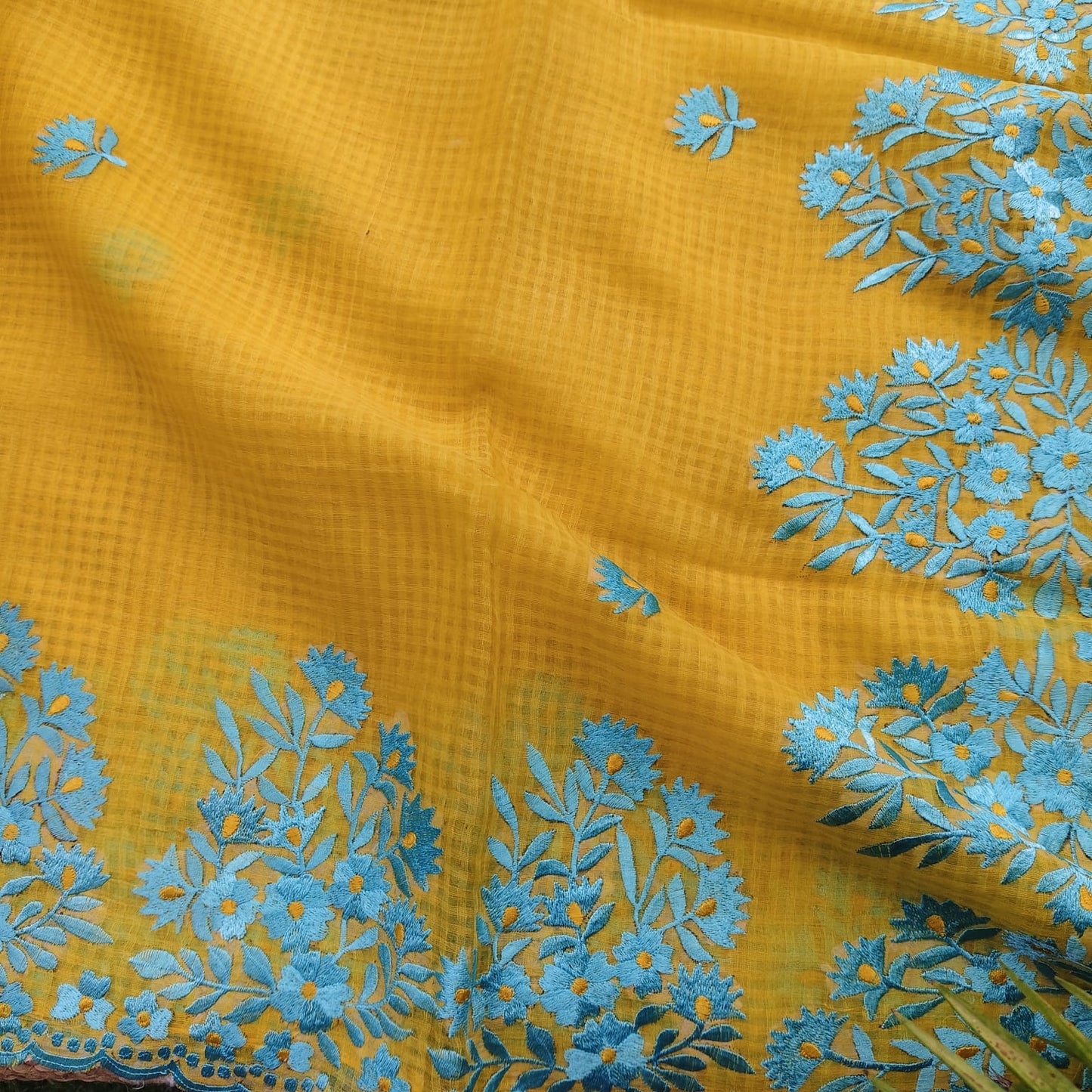 Yellow Parsi Work Resham Kota