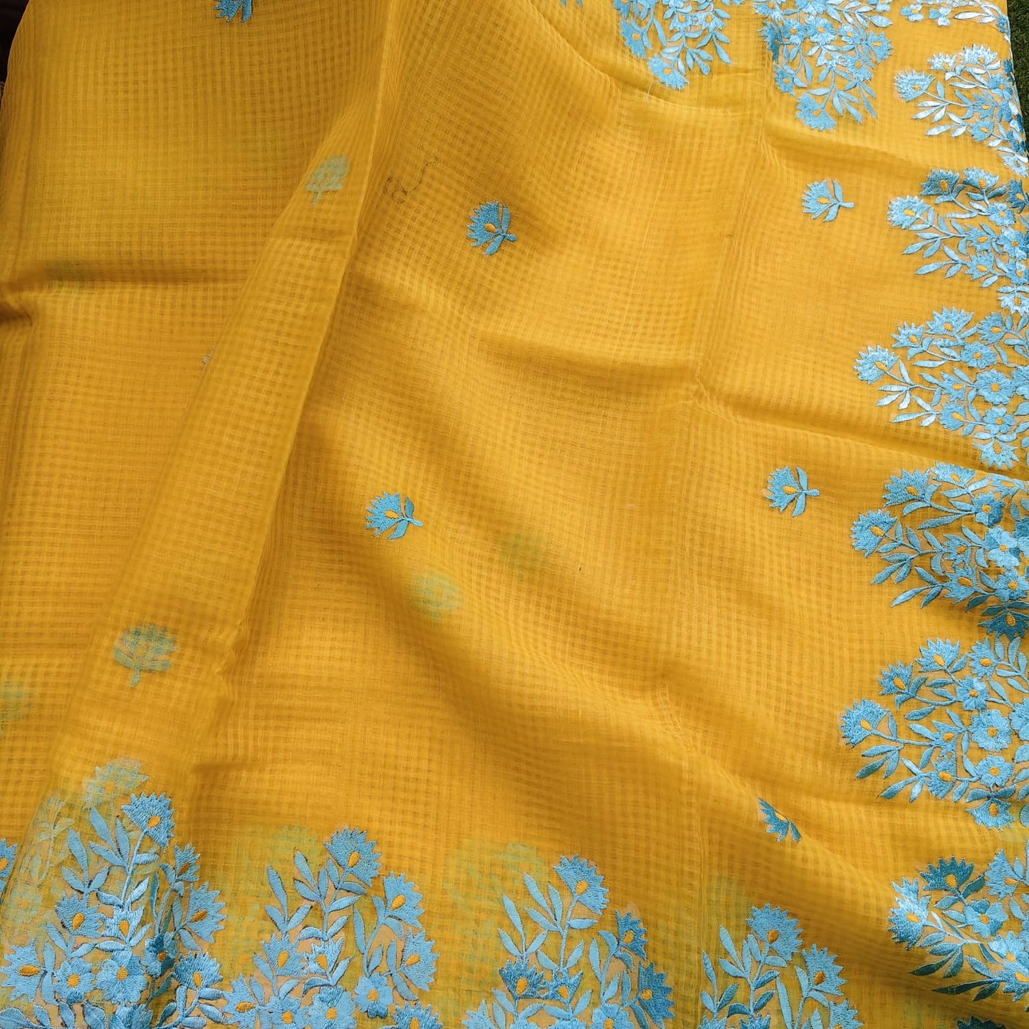 Yellow Parsi Work Resham Kota