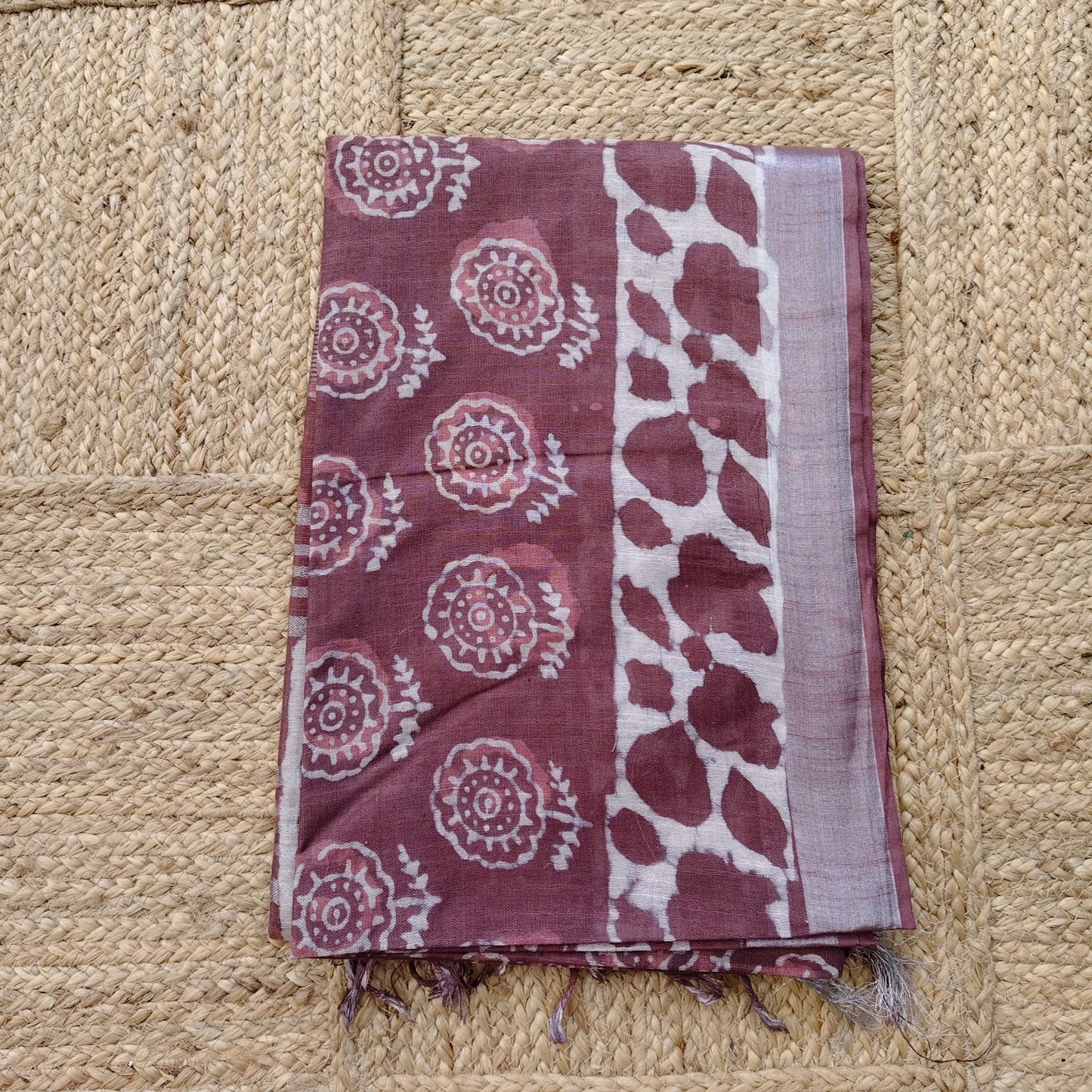 Linen Cotton, Dabu Print, Caramel Brown