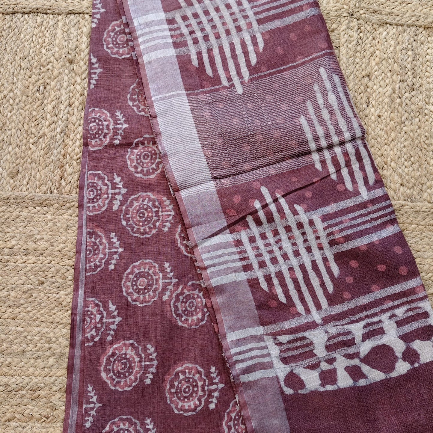 Linen Cotton, Dabu Print, Caramel Brown