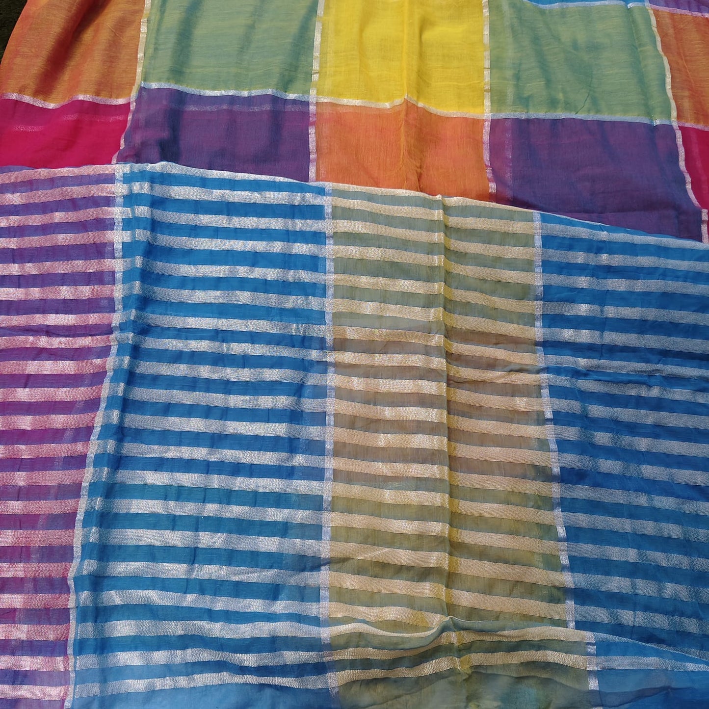 Mull cotton box check, Multi coloured 03