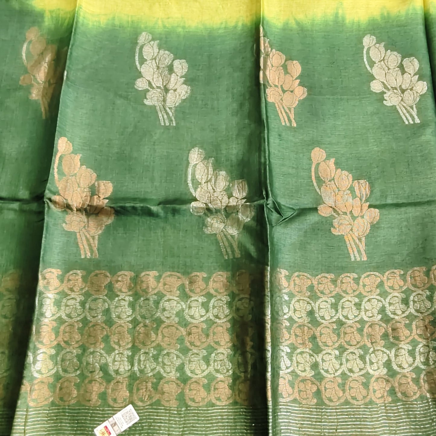 Pure Tussar Silk - Lime n Green