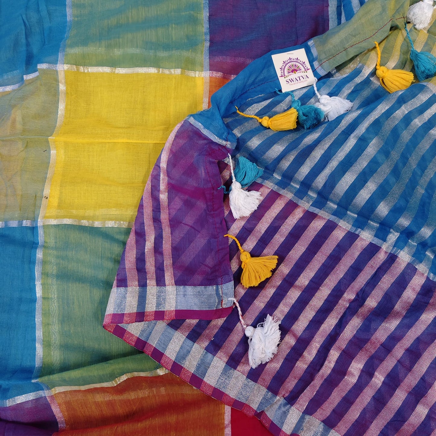 Mull cotton box check, Multi coloured 03