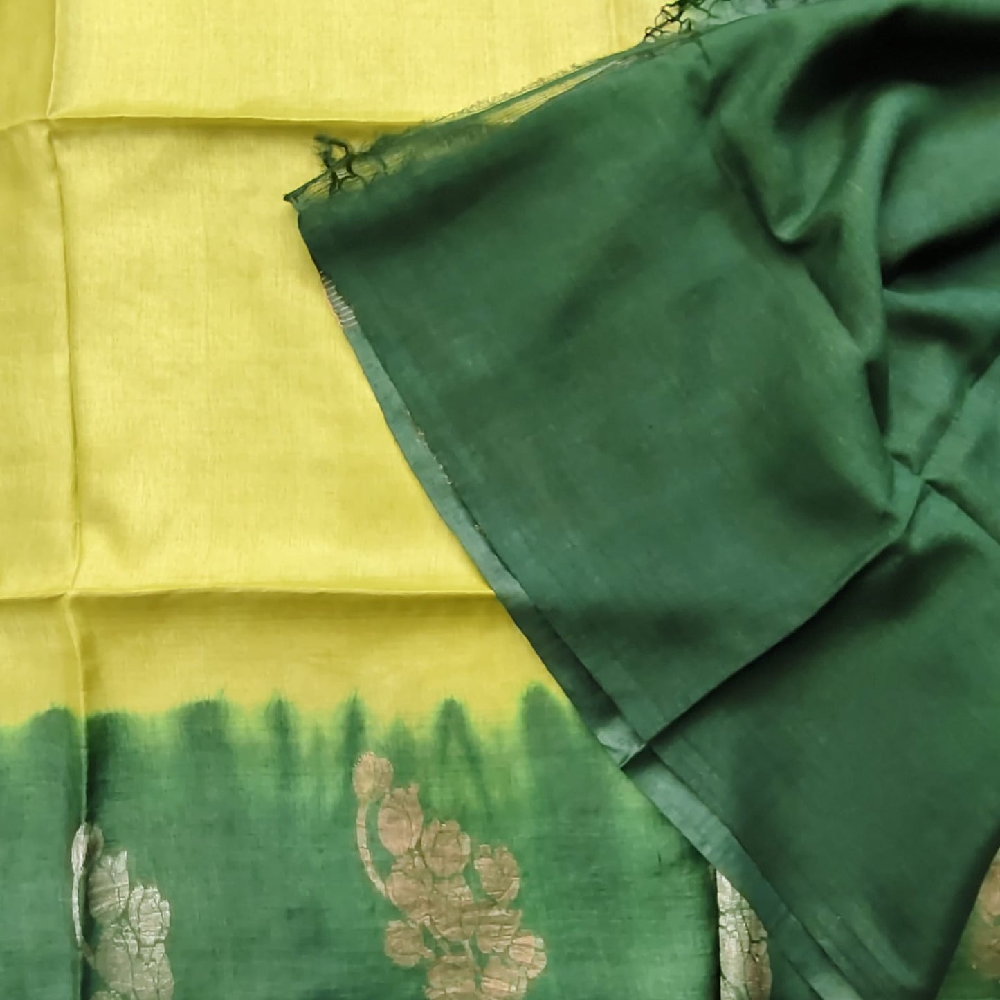 Pure Tussar Silk - Lime n Green