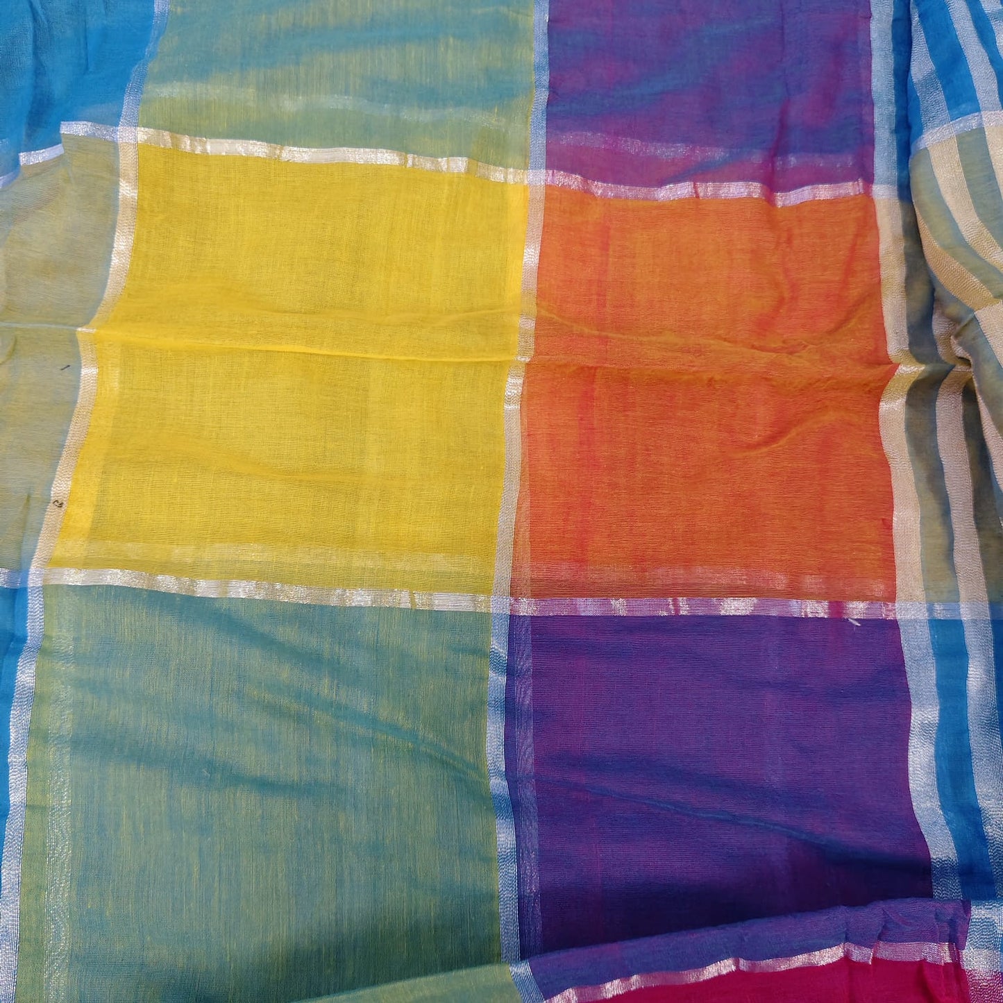 Mull cotton box check, Multi coloured 03