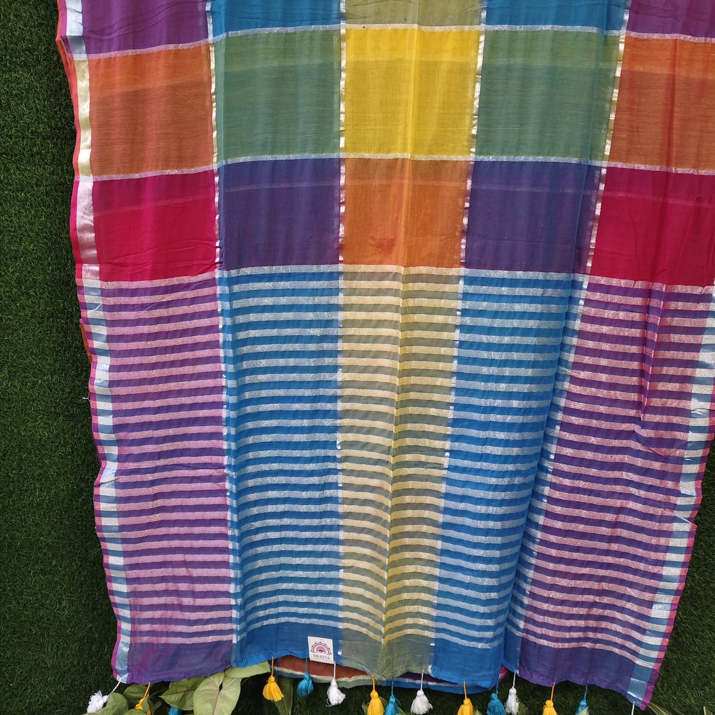 Mull cotton box check, Multi coloured 03