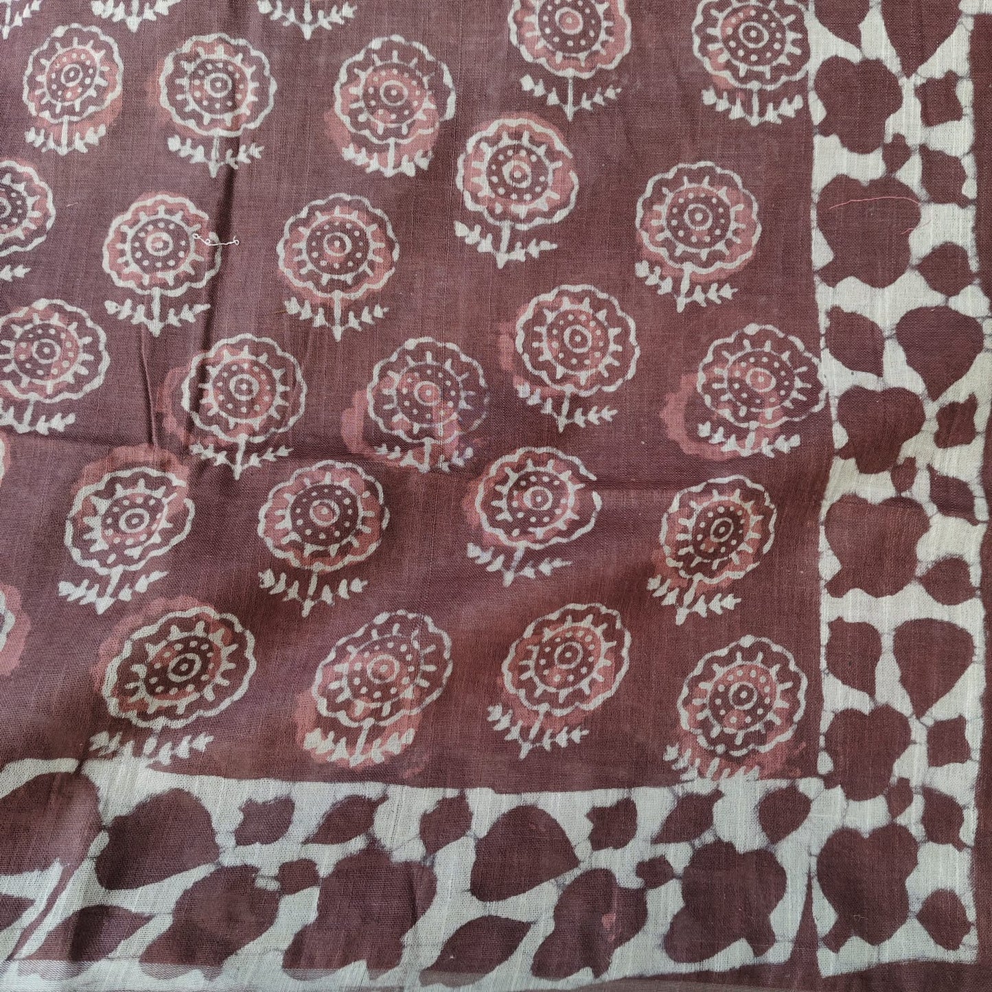 Linen Cotton, Dabu Print, Caramel Brown