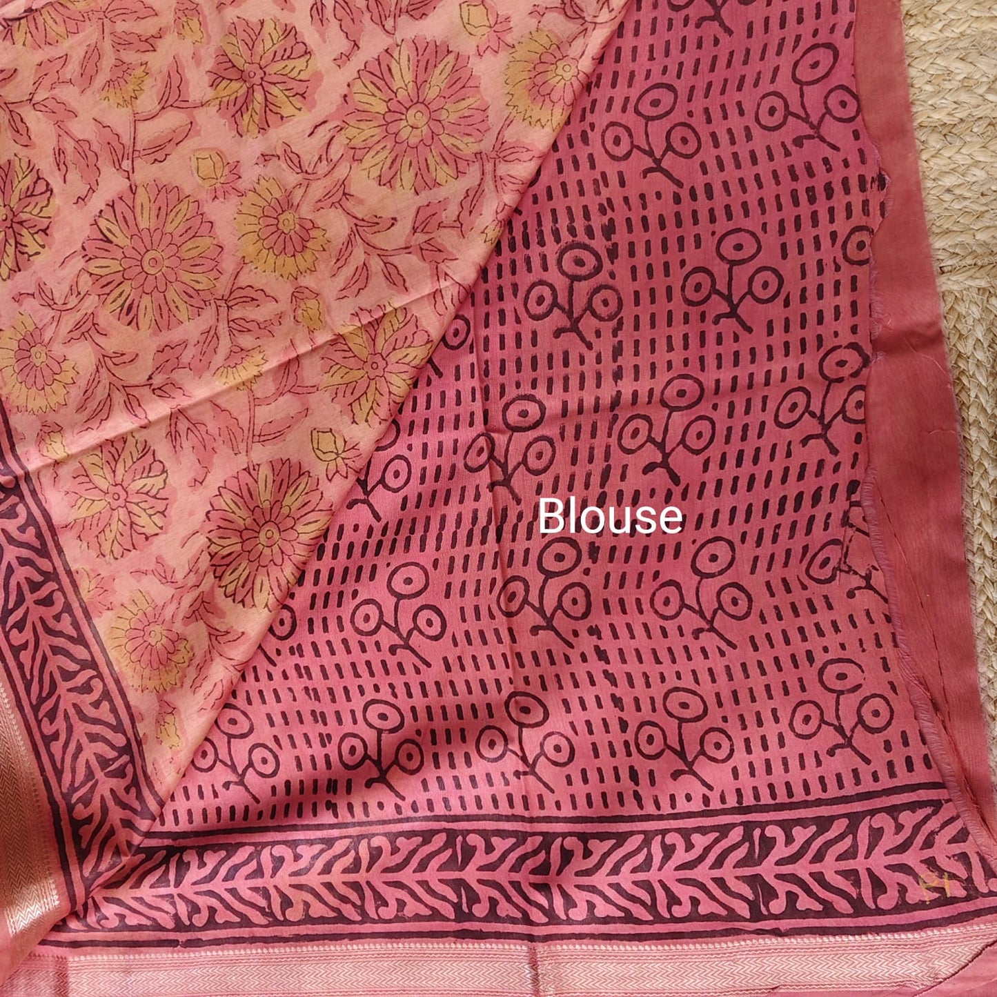 Block Printed Chanderi Silk-Terracotta Peach