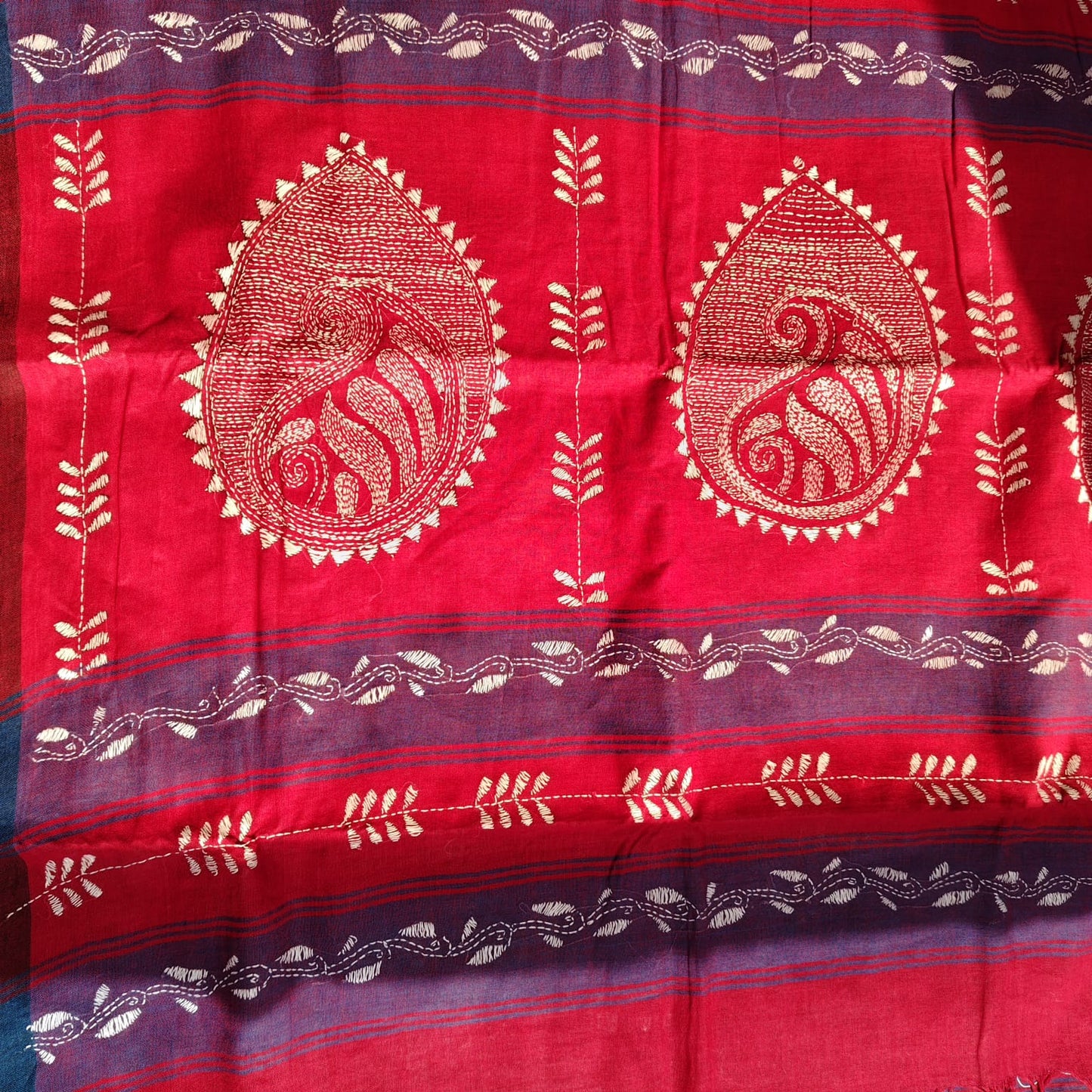 Pure Cotton Kantha -Red