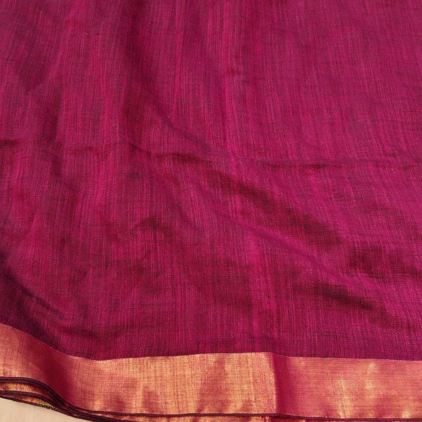 Linen with Zari Stripe - Wine