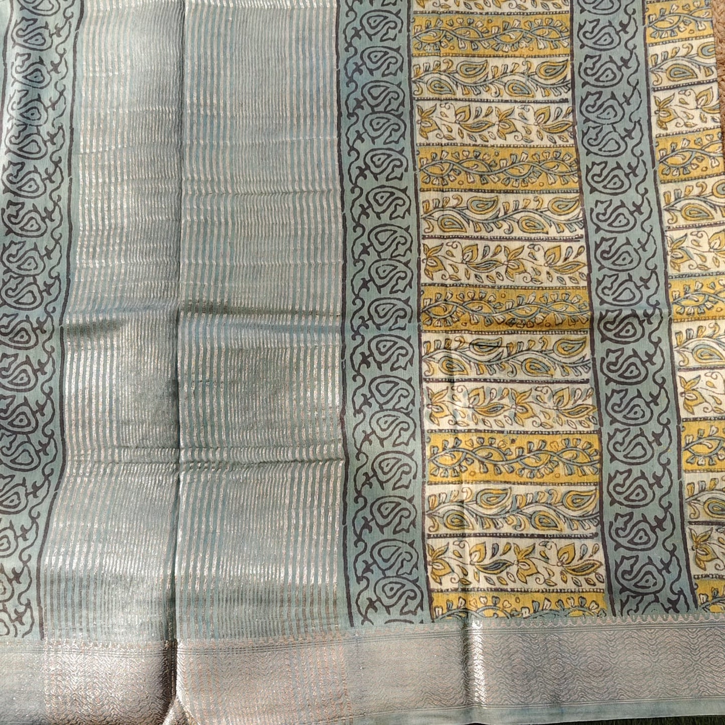Block Printed Chanderi Silk -Pista Green