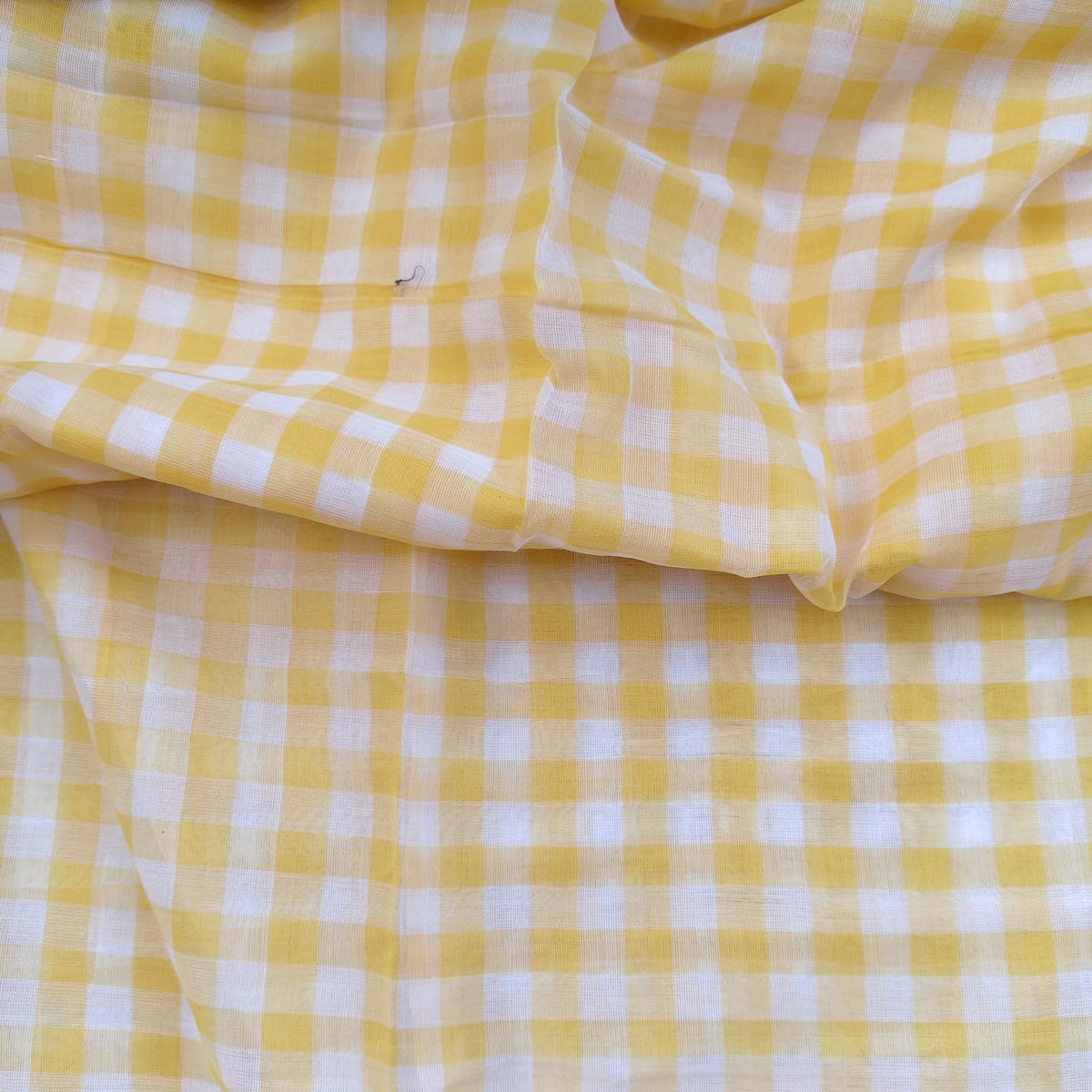Mul Cotton -White Yellow Checks