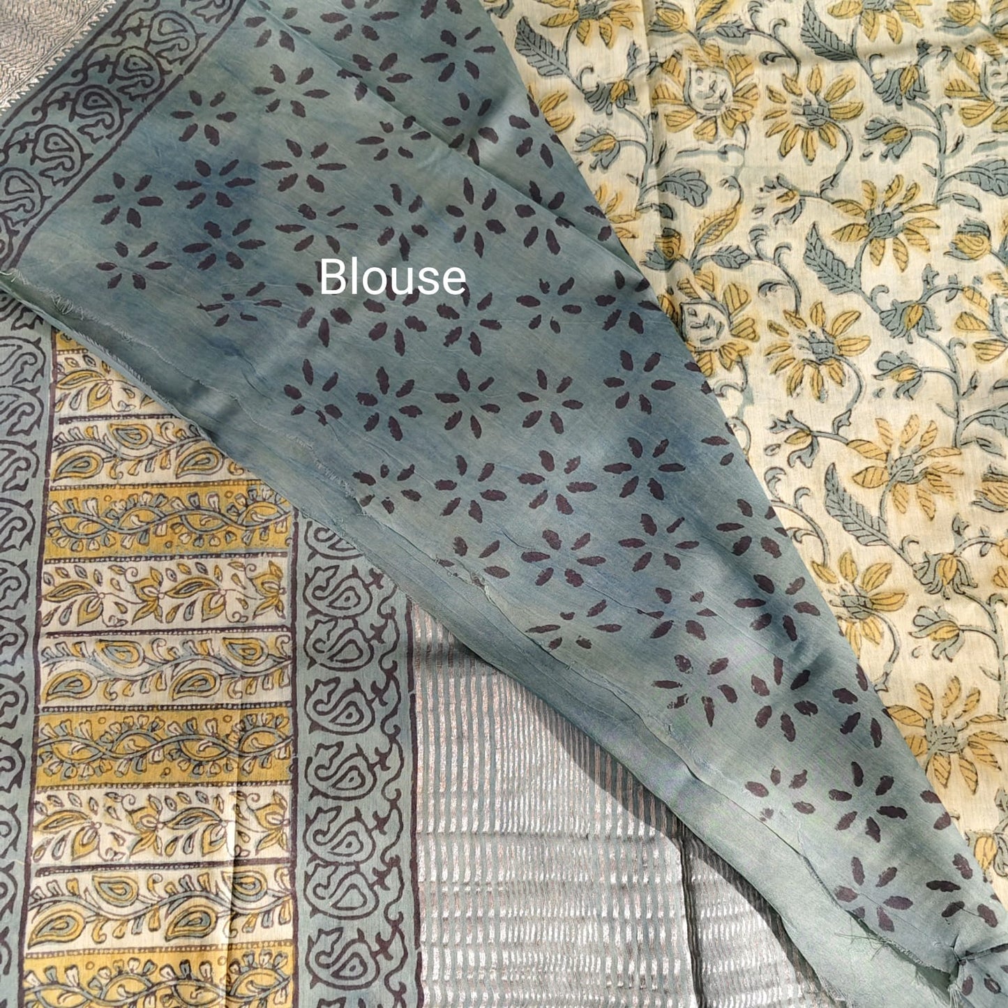 Block Printed Chanderi Silk -Pista Green