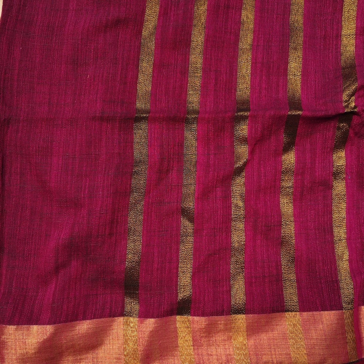 Linen with Zari Stripe - Wine