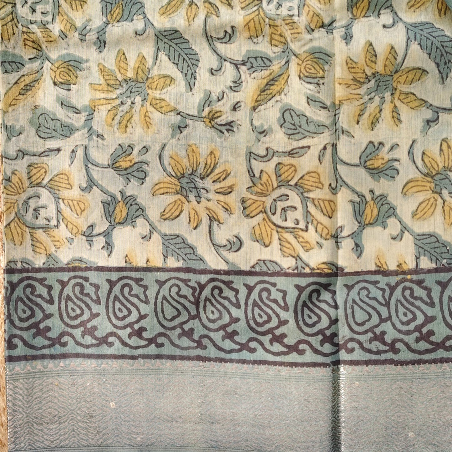 Block Printed Chanderi Silk -Pista Green