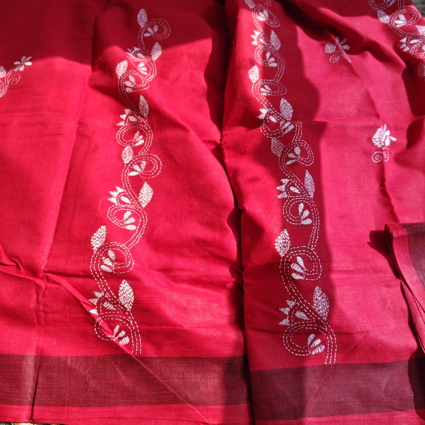 Pure Cotton Kantha -Red
