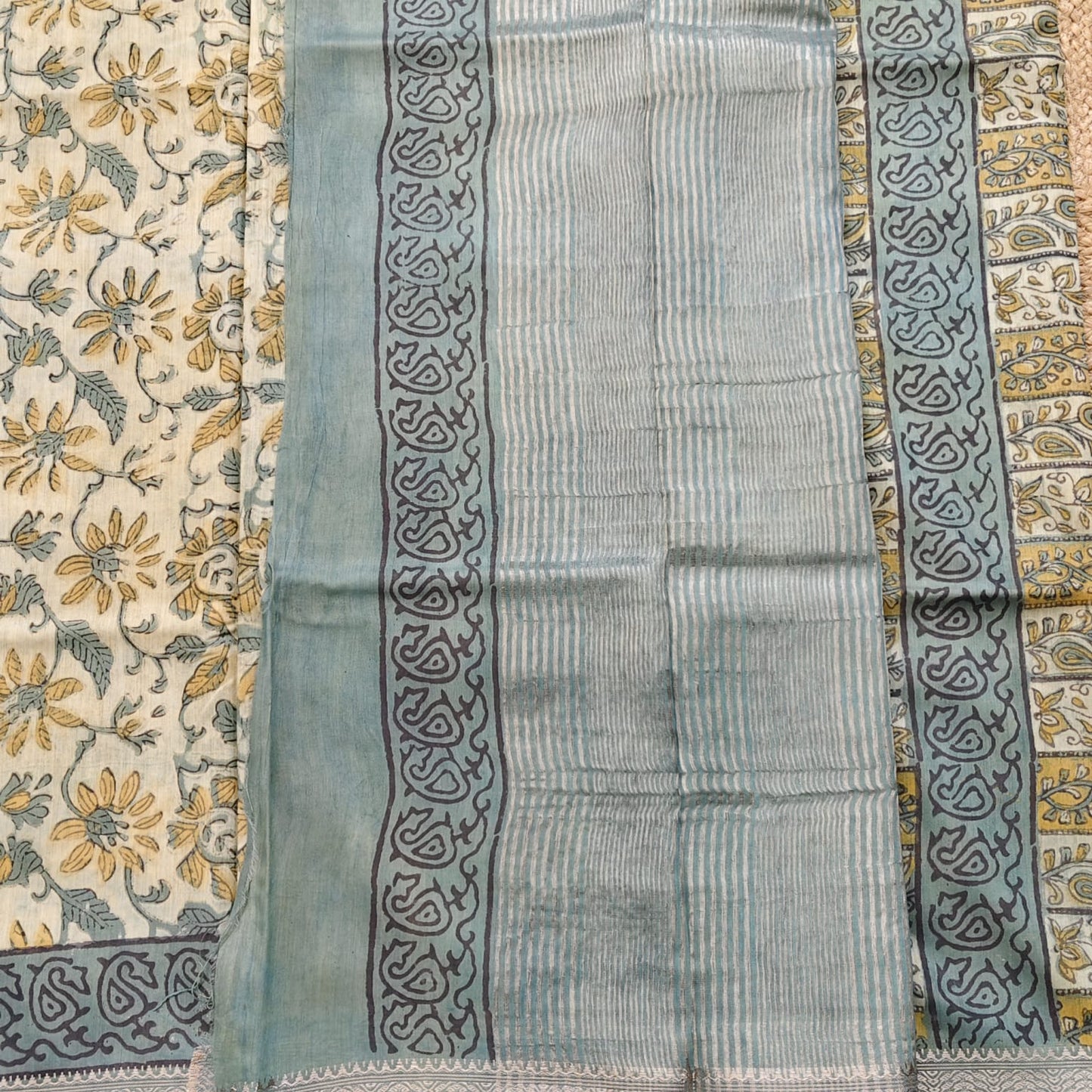 Block Printed Chanderi Silk -Pista Green
