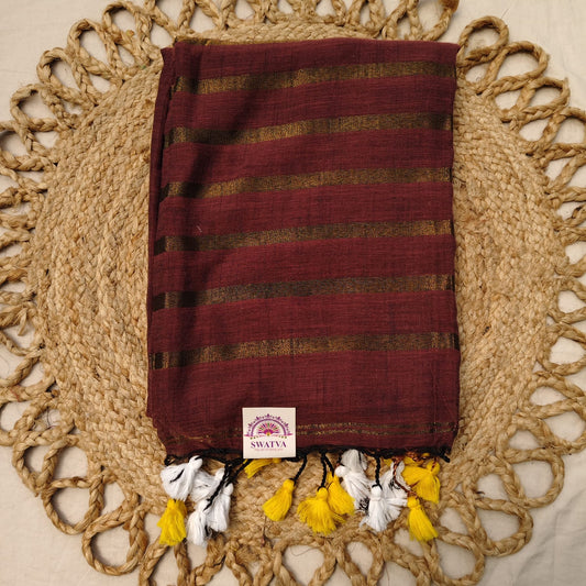 Linen with Zari Striped - Cinnamon