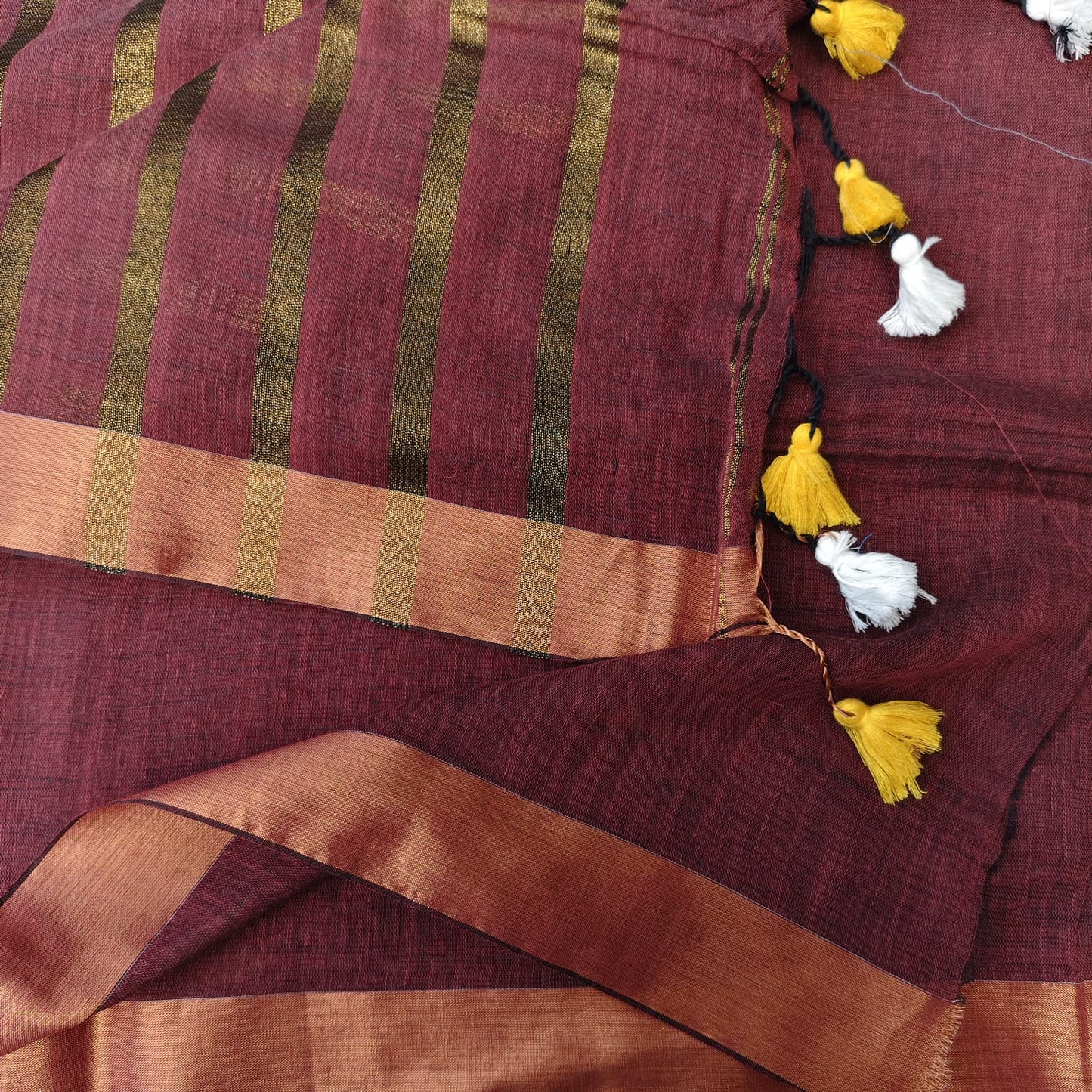 Linen with Zari Striped - Cinnamon
