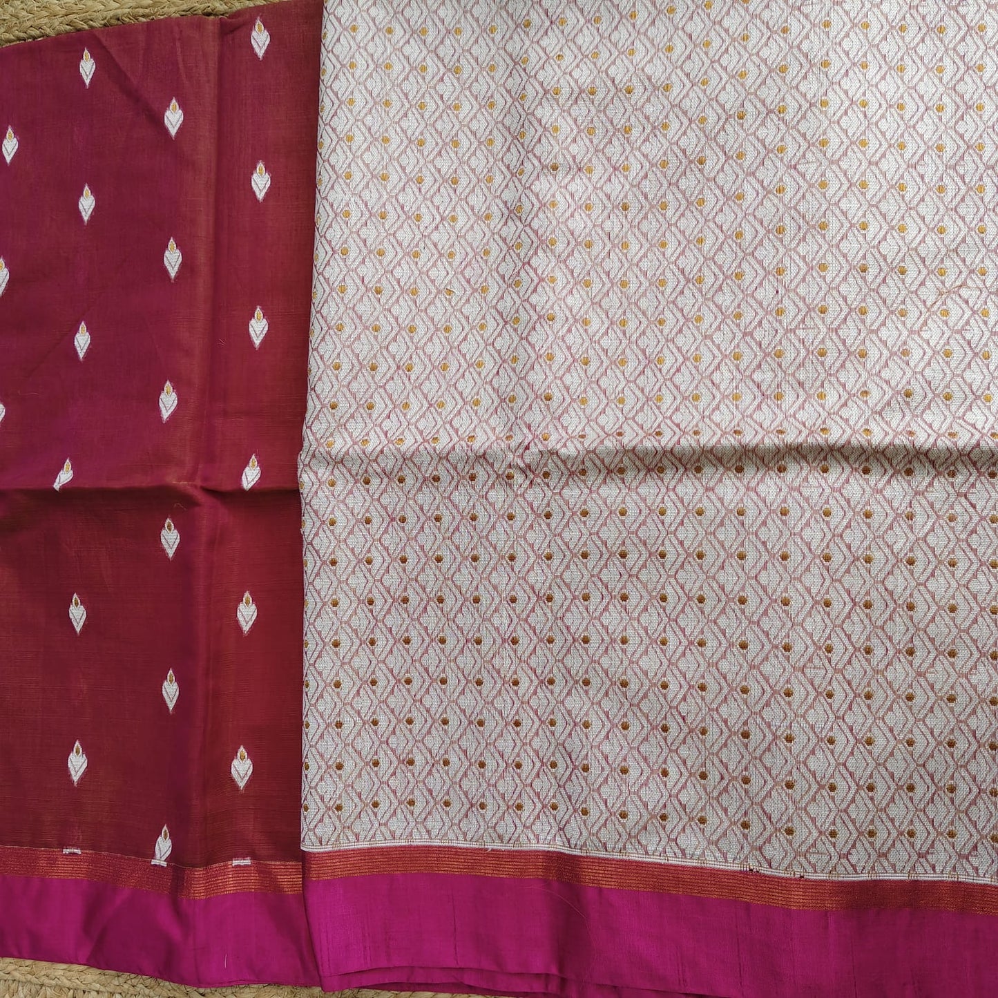 Cotton Kora Banarasi-Wine