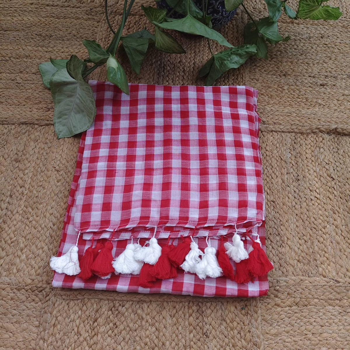 Mul Cotton -Red White Checks