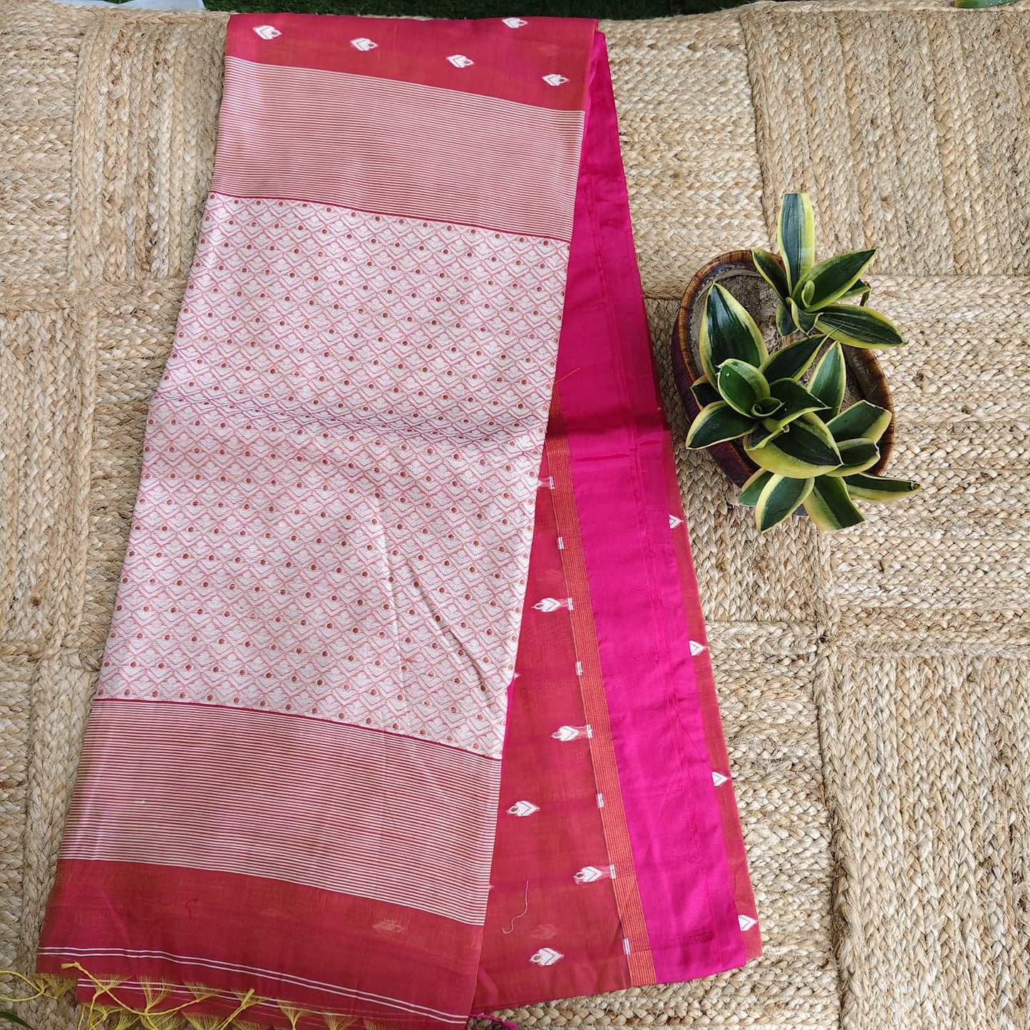 Cotton Kora Banarasi-Tomato