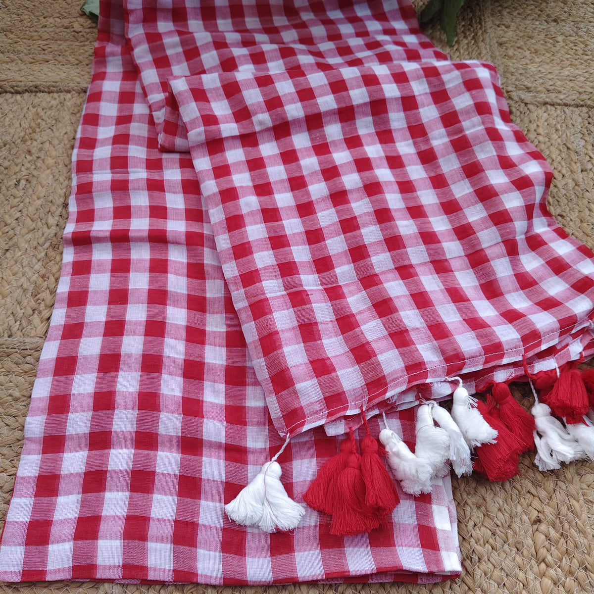 Mul Cotton -Red White Checks