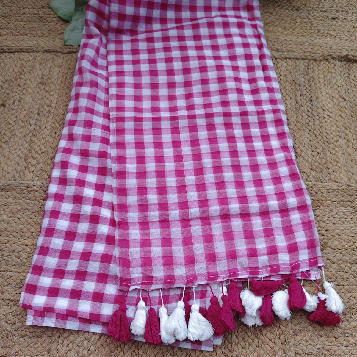 Mul Cotton -Pink White Checks