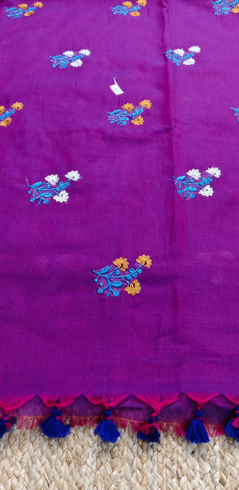 Mul Cotton - Embroidery, Brinjal