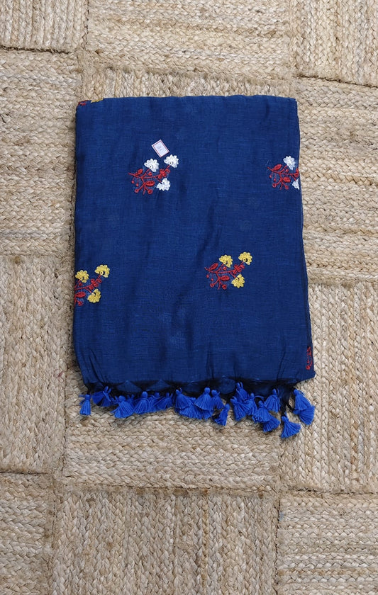 Mul Cotton - Embroidery, Navy Blue