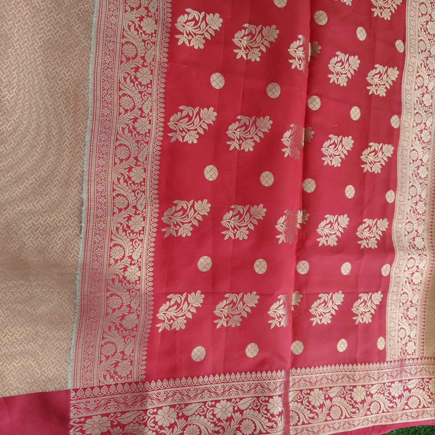 Golden Red Muslin Banarasi