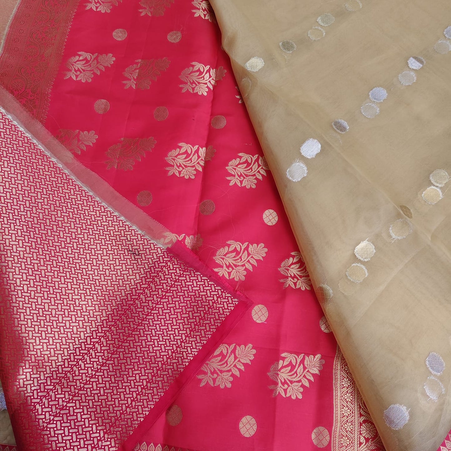 Golden Red Muslin Banarasi