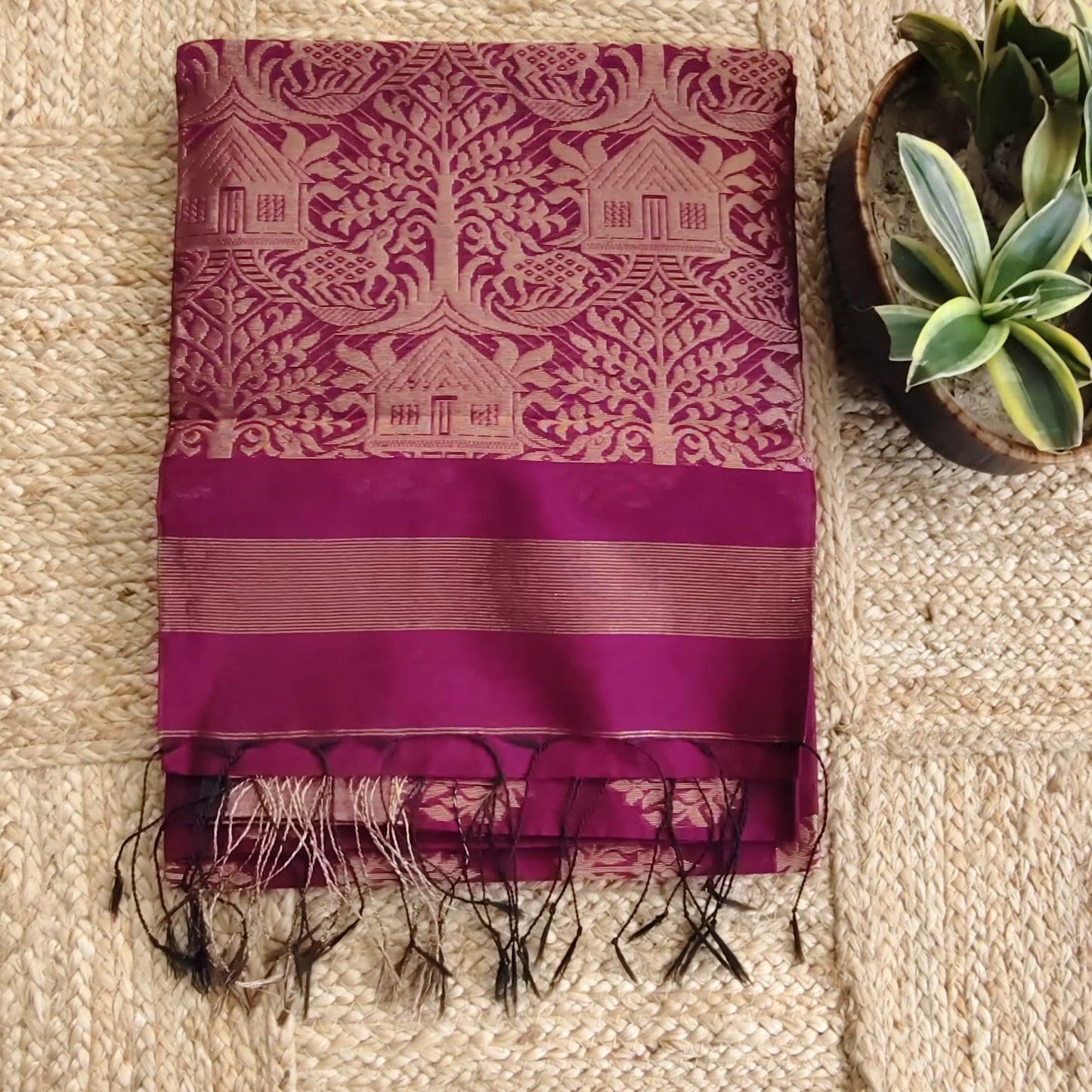 Cotton Silk Banarasi, Purple