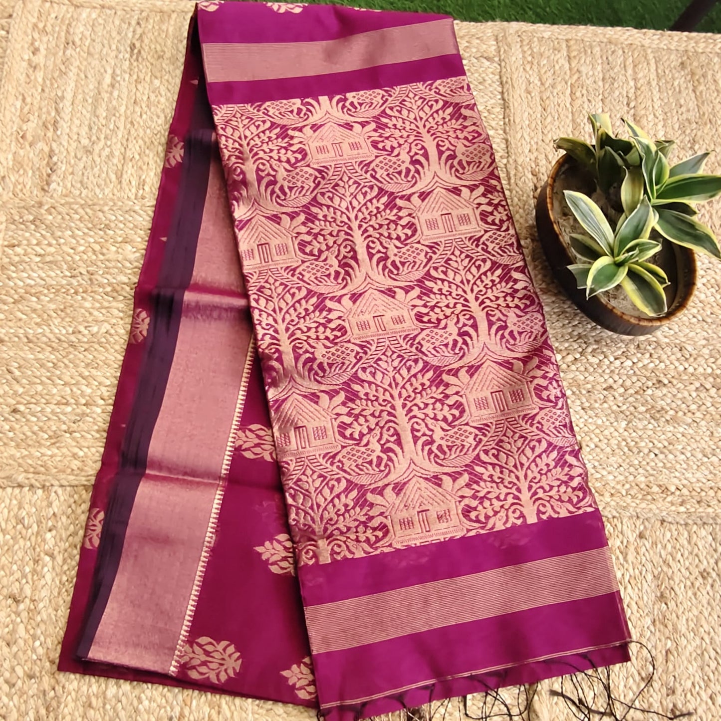 Cotton Silk Banarasi, Purple