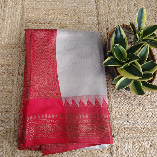 Tissue Silk Banarasi-Ivory-Red