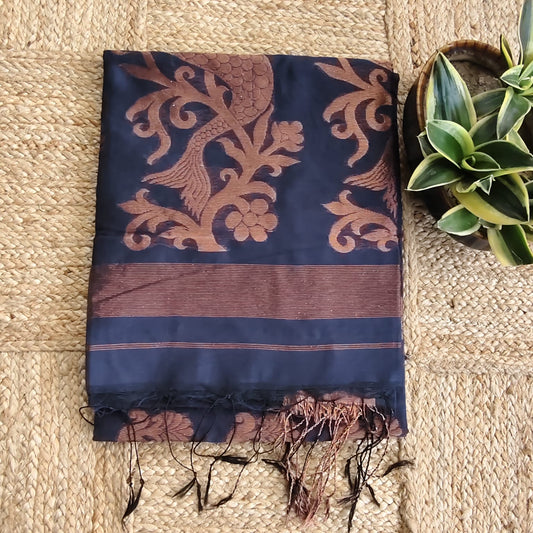 Cotton Silk Banarasi, Midnight Blue