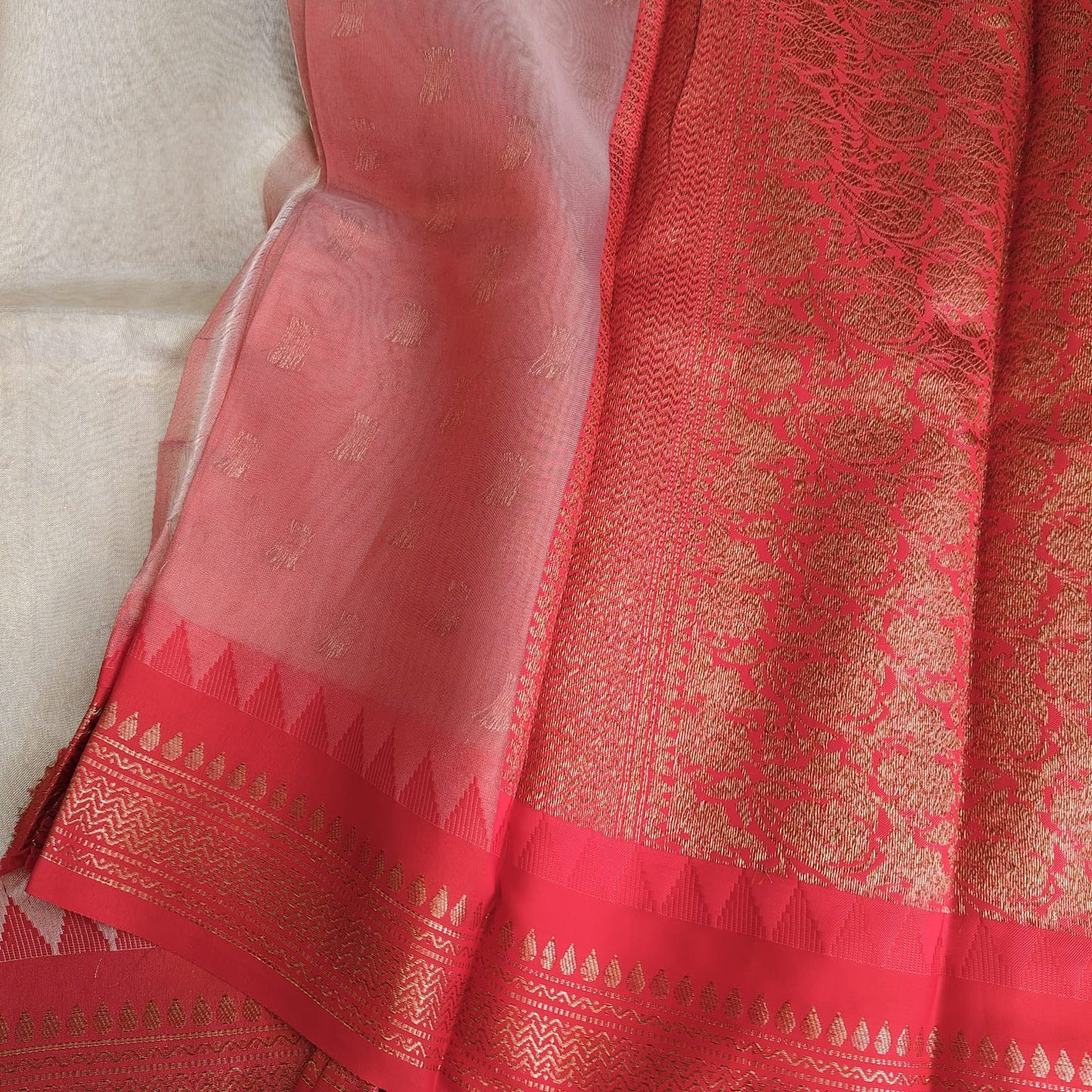 Tissue Silk Banarasi-Ivory-Red