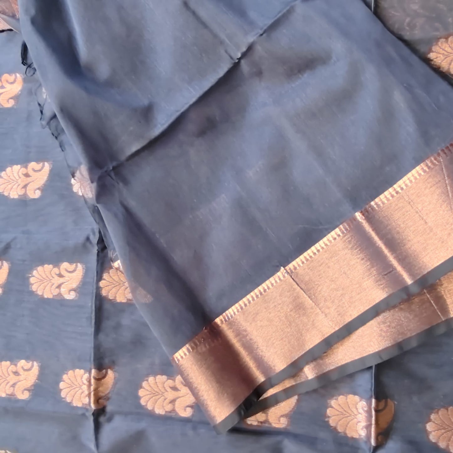 Cotton Silk Banarasi, Midnight Blue