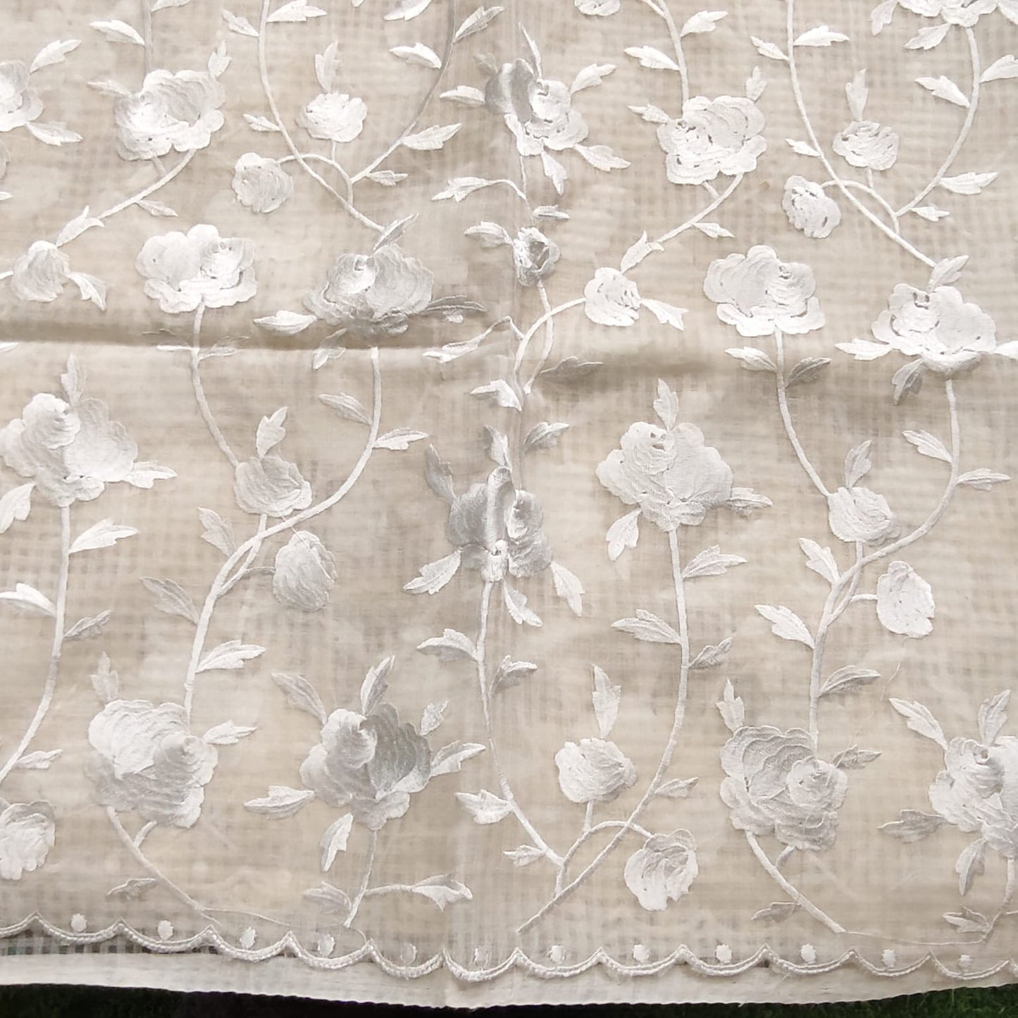 White  Parsi Embroidery