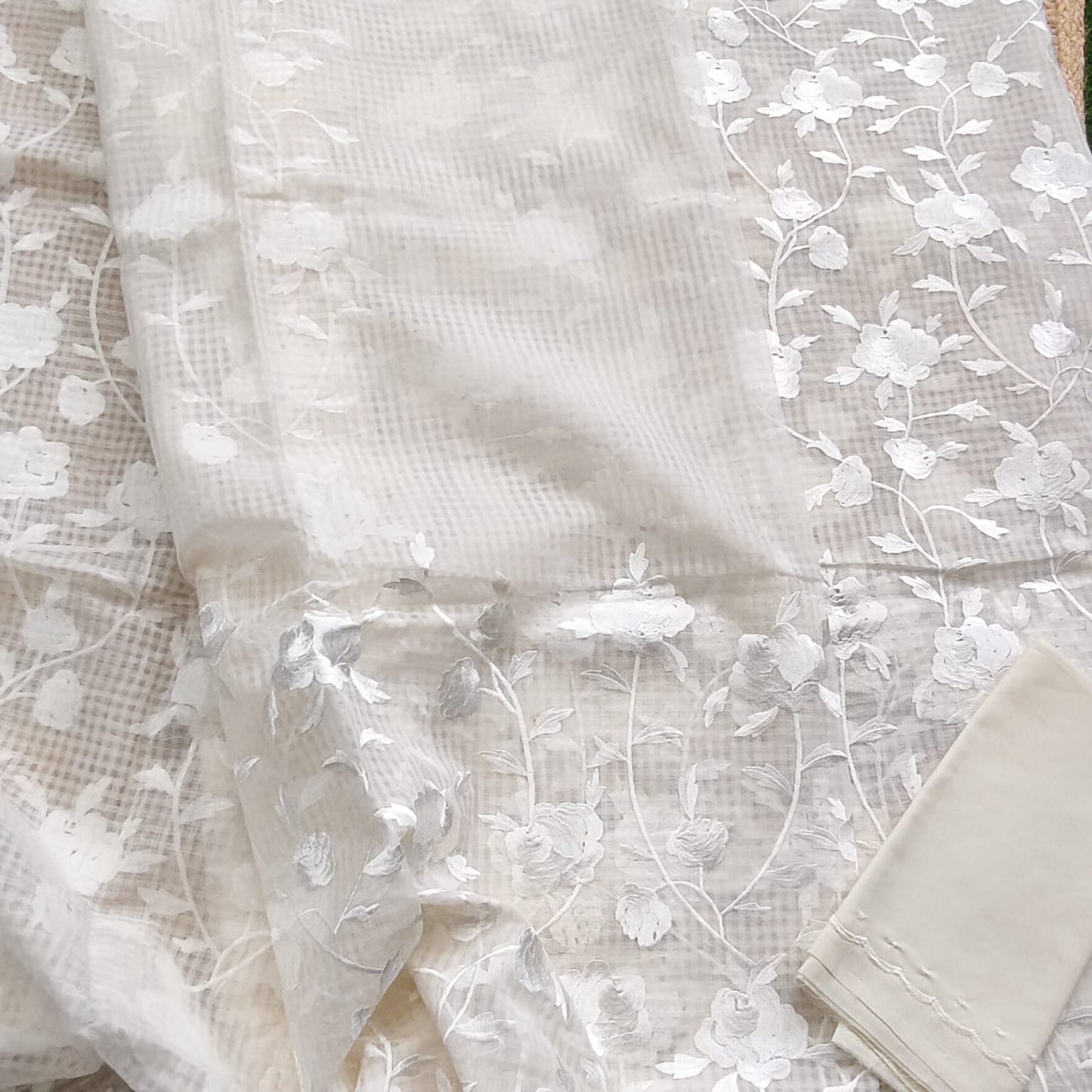 White  Parsi Embroidery