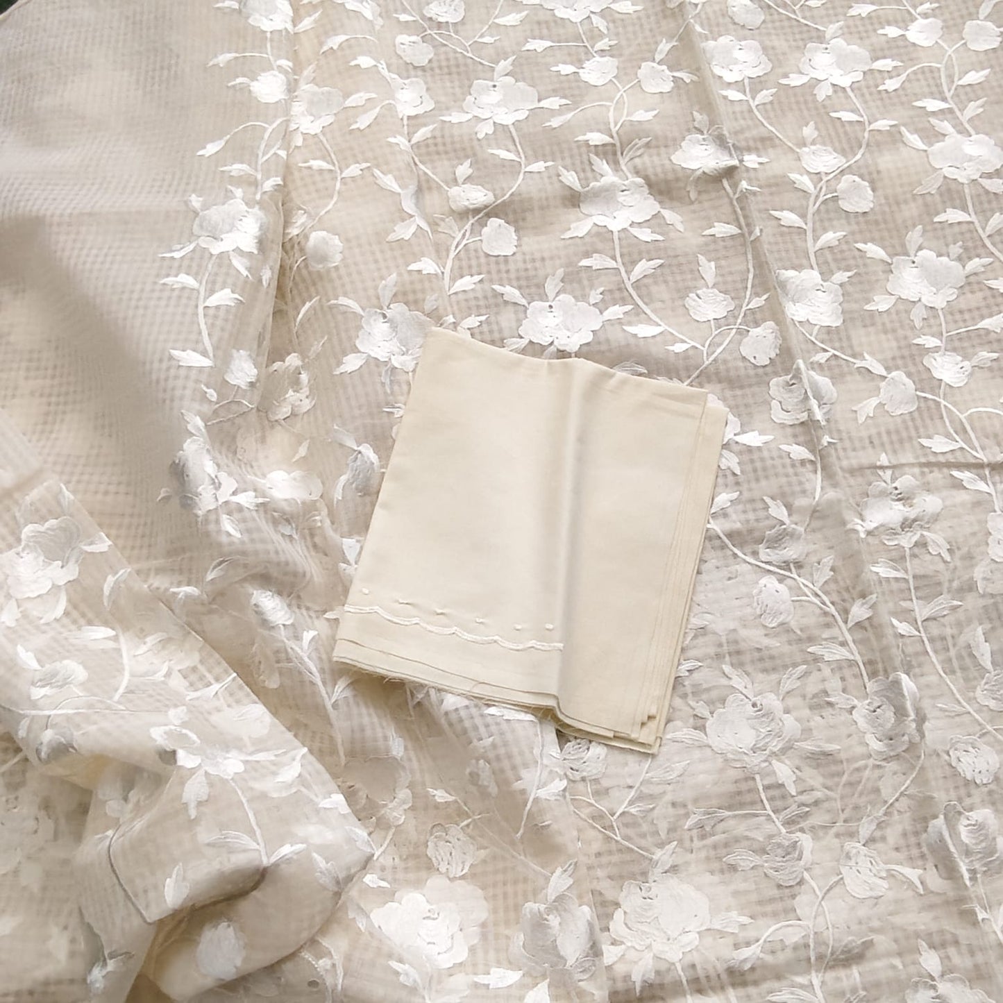 White  Parsi Embroidery