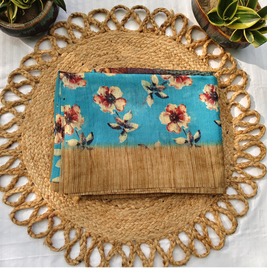 Jute Cotton-Floral Firozi